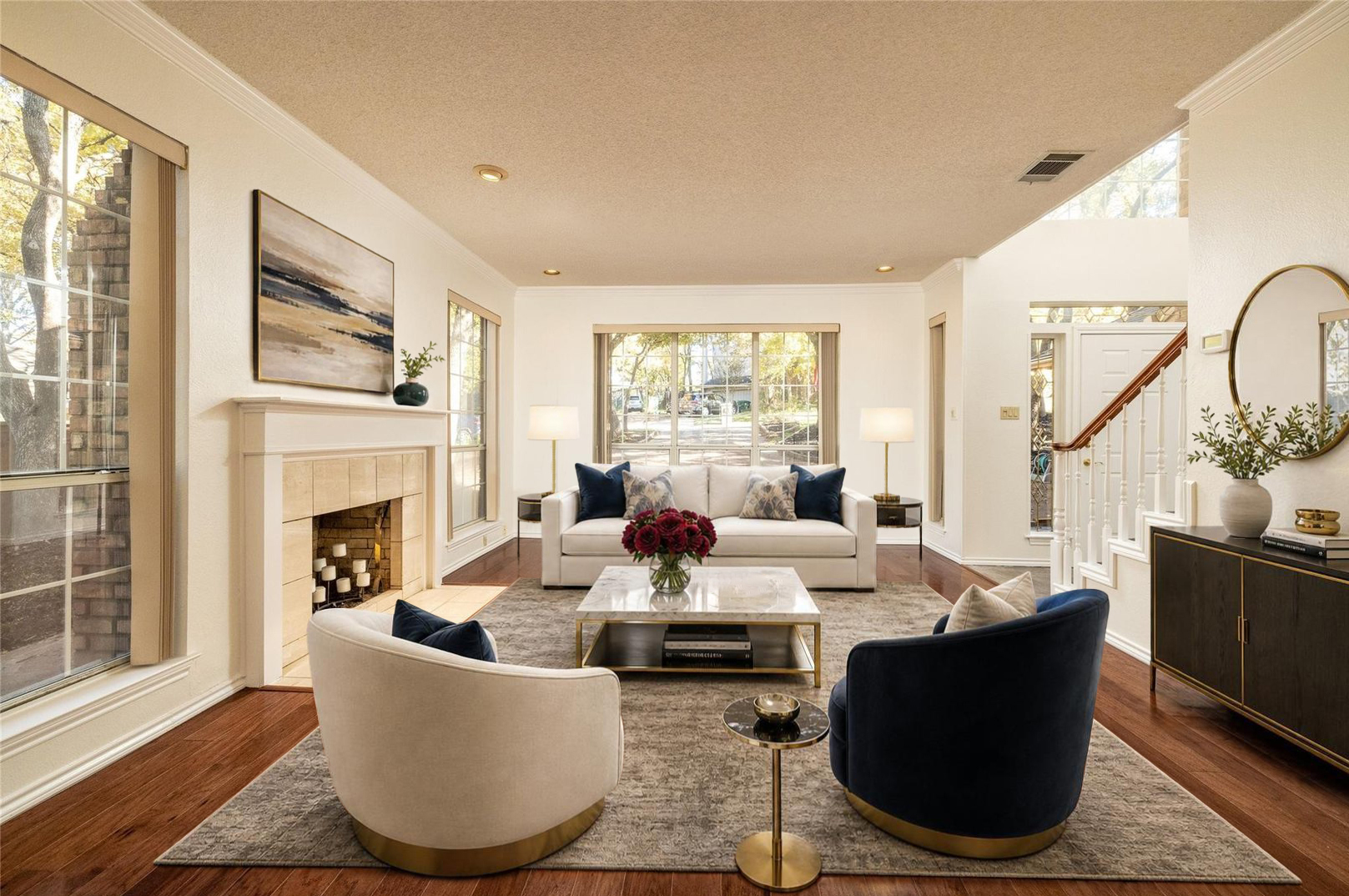 Salon 2 meublé grâce au home staging virtuel par IA
