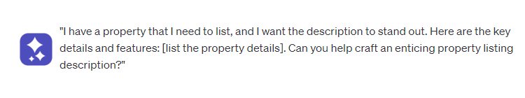 property listing description  chatgpt prompt