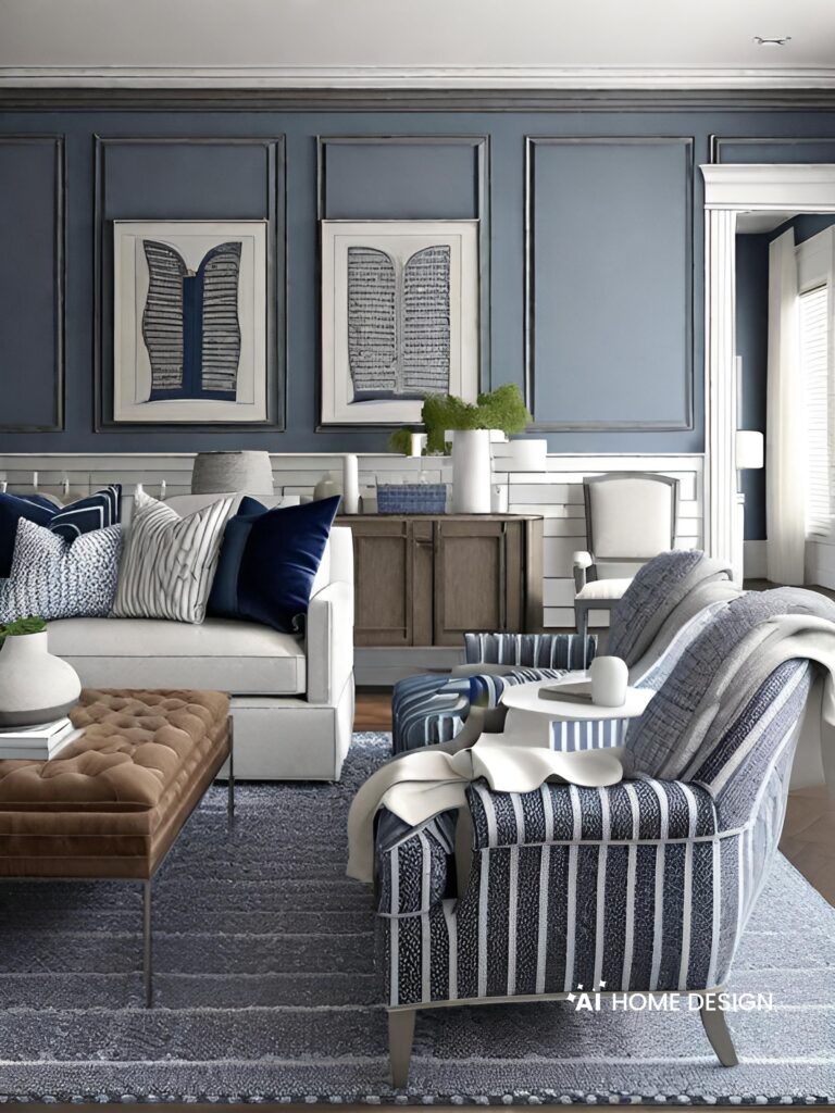 blue and gray living room