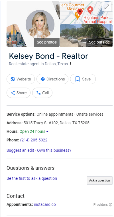 realtor google business account