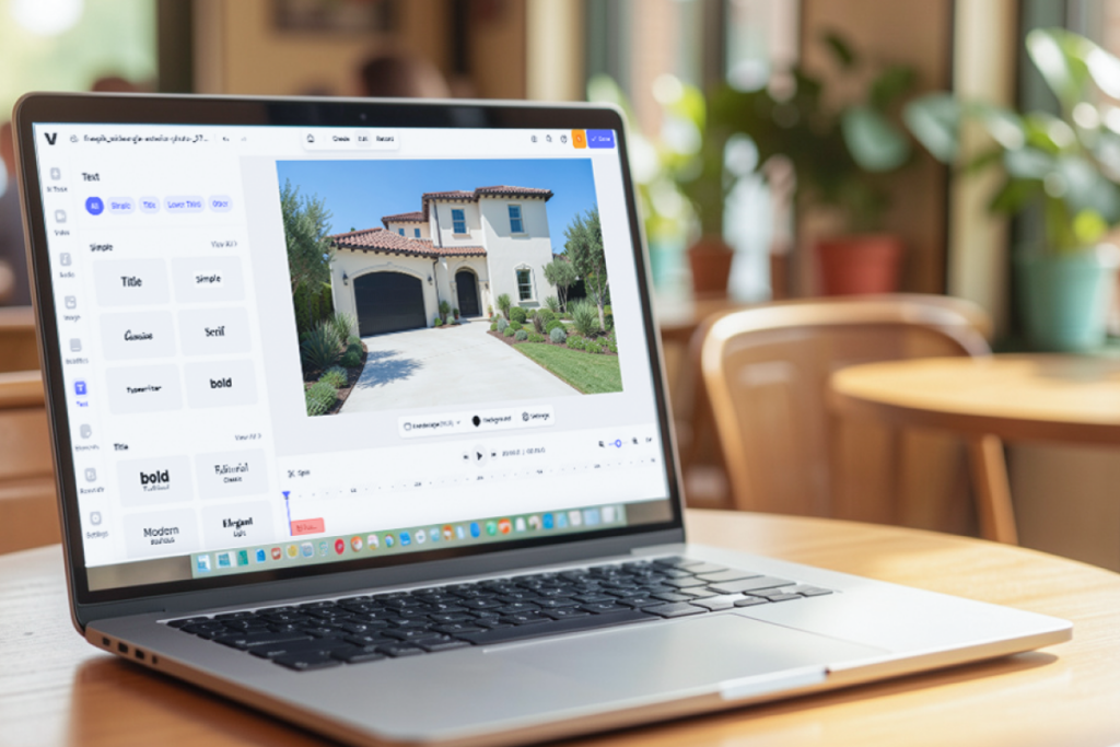 VEED video editing interface used to create and edit real estate listing and social media videos