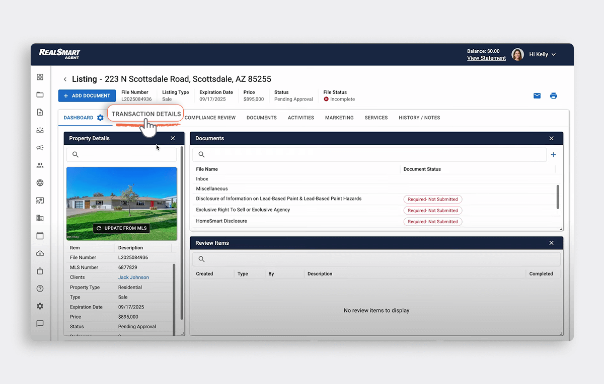 Step 3: Access transactional details
