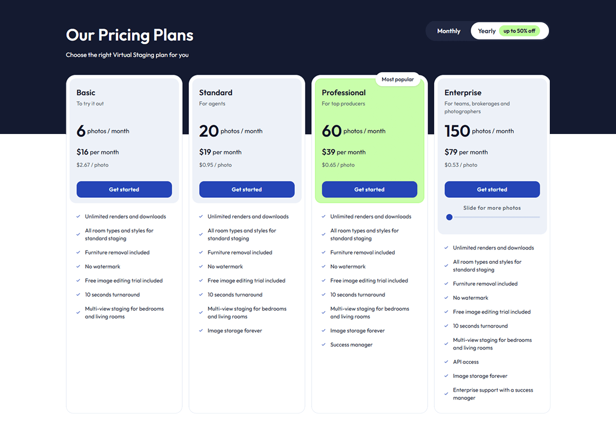 virtual staging ai pricing