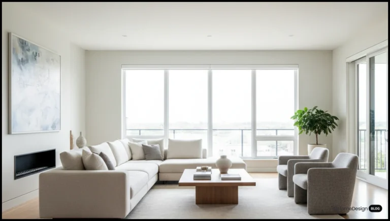 Modern staged living room real estate photo