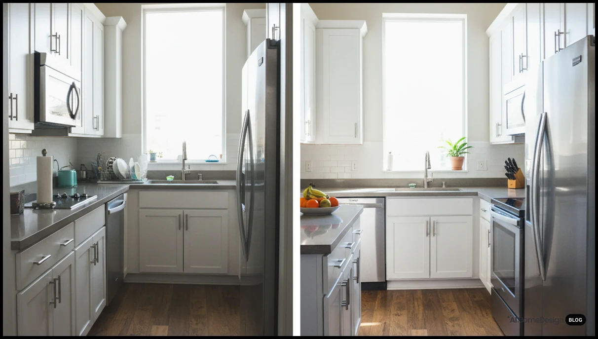 Before and after real estate kitchen edit