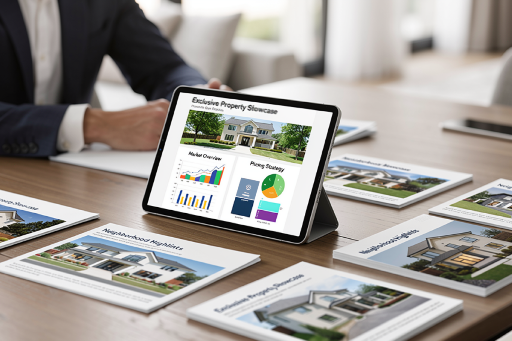 Customizing a listing presentation template for a property as part of winning more listings