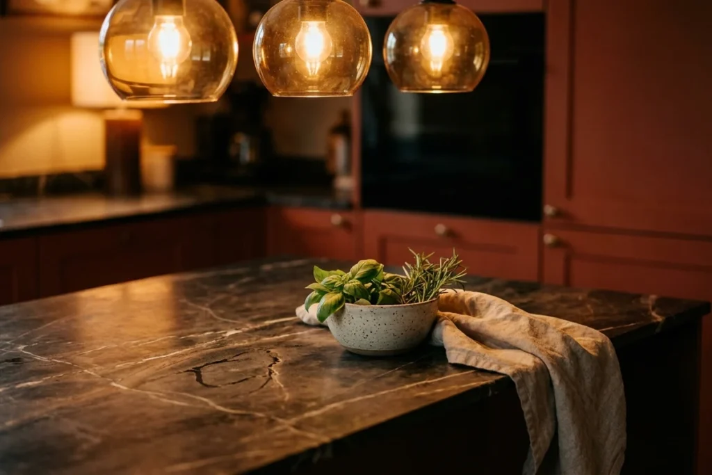Real estate photography trends showing warm kitchen details used for story-driven listing photography