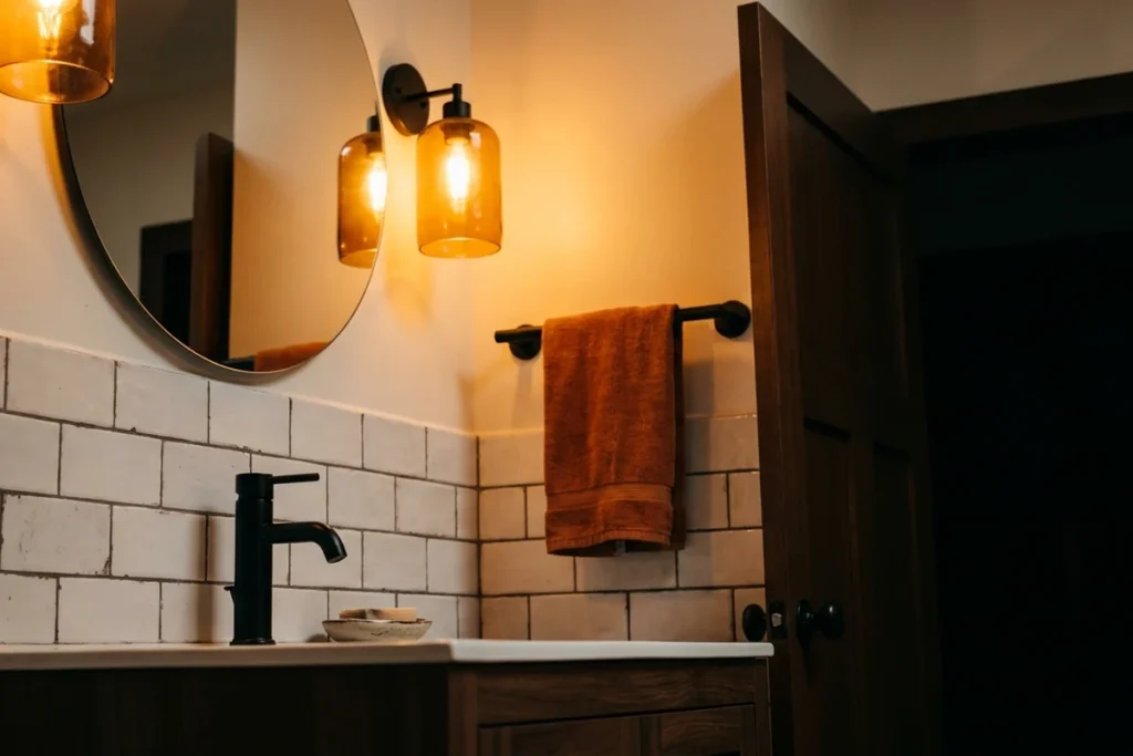 Primary bathroom updates showing what do home buyers want through clean lighting, simple fixtures, and low-cost care signals