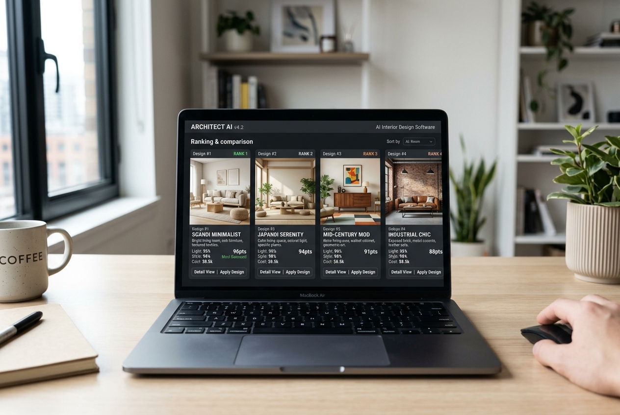 Laptop screen showing AI room design tool interface — Best AI Room Design Tools in 2026, Ranked by features and pricing