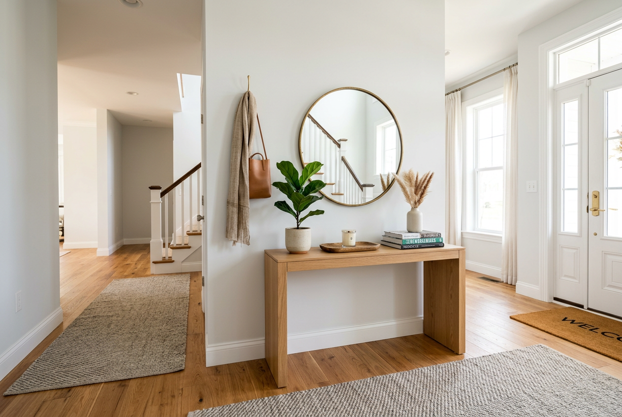 Bright staged home entryway styled for listings — House Styling for Listings: A Room-by-Room Staging Playbook