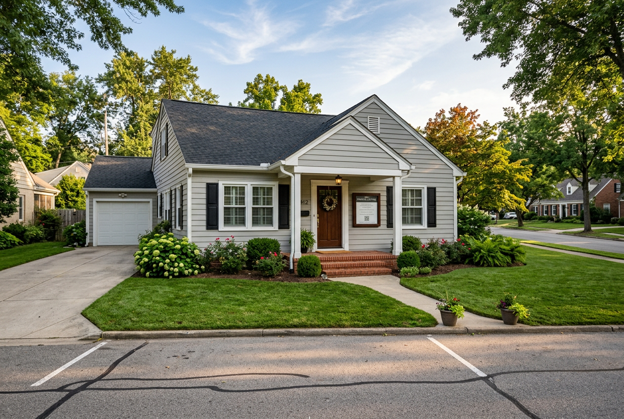 Quiet residential home with a private listing flyer near the door, illustrating off-market & pocket listings pros cons and the rules