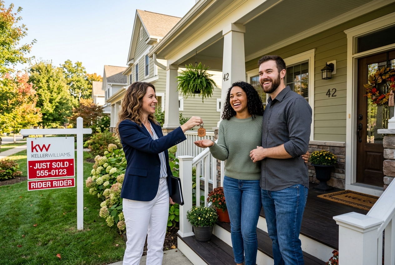Real estate agent handing keys to buyers — Best Real Estate CRM Software for Agents in 2026 drives faster lead conversion