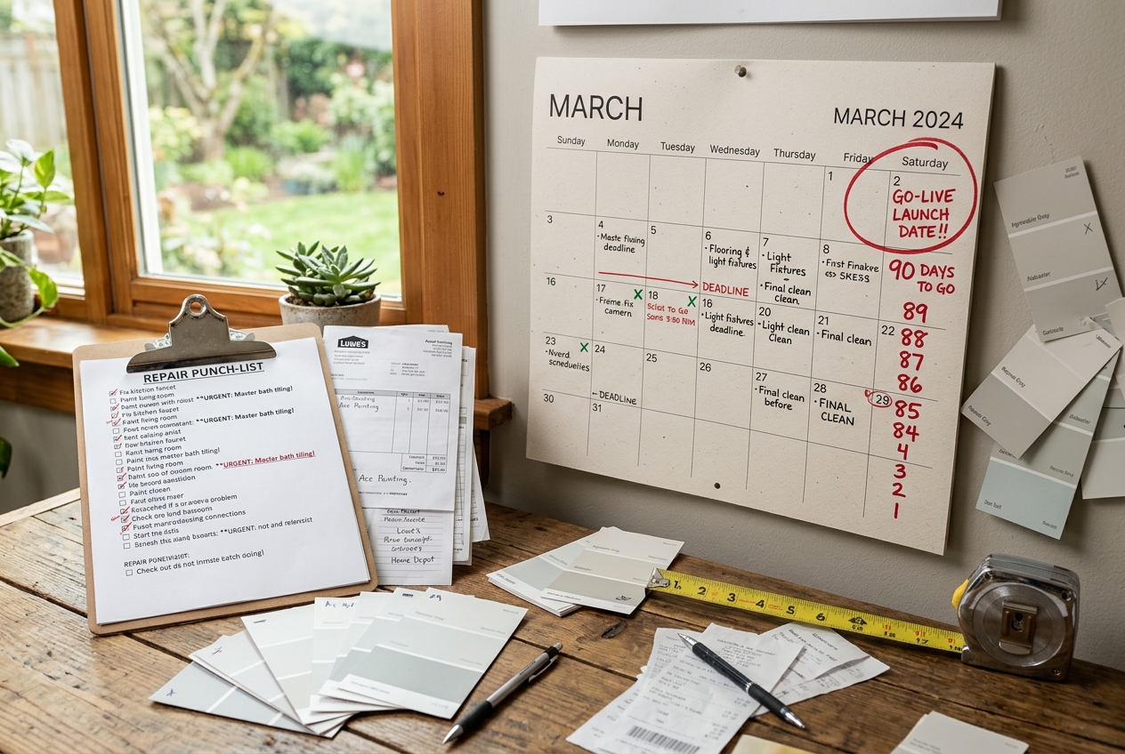 Countdown calendar and repair checklist showing the best time to sell a house