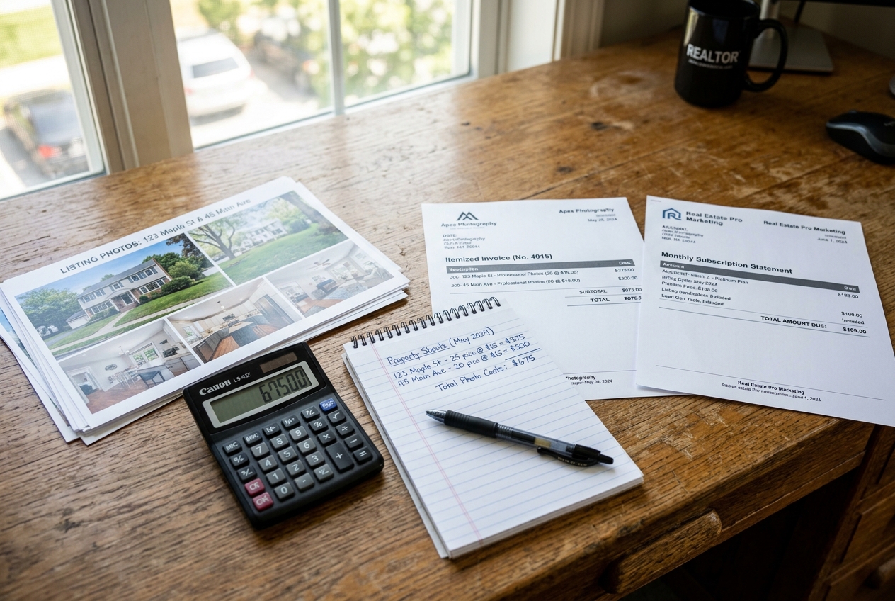 Invoice and calculator comparing per-image pricing among boxbrownie alternatives for a full listing