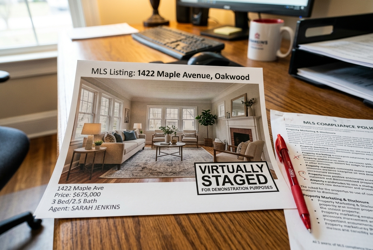 Staged listing photo with visible disclosure label, a key consideration among collov alternatives