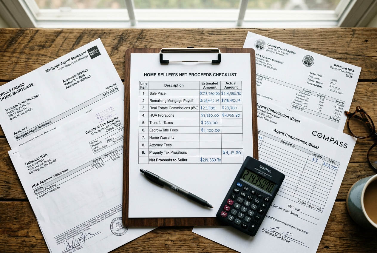 Checklist and documents used to estimate cost to sell a house before listing