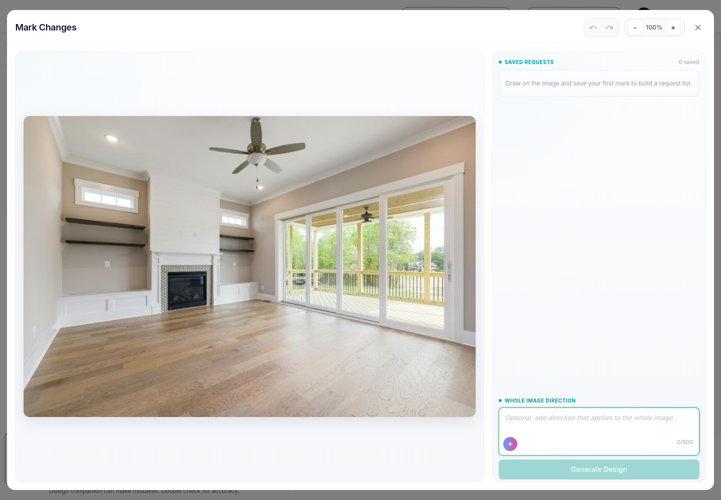 Annotate / Mark Changes — draw on the exact area to change and save the request