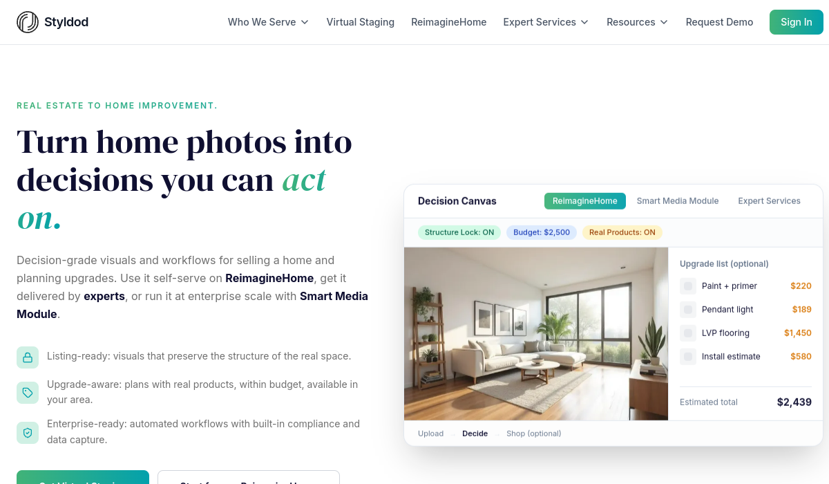 Styldod virtual staging platform