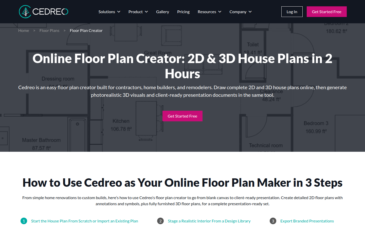 Cedreo Floor Plan Creator feature page