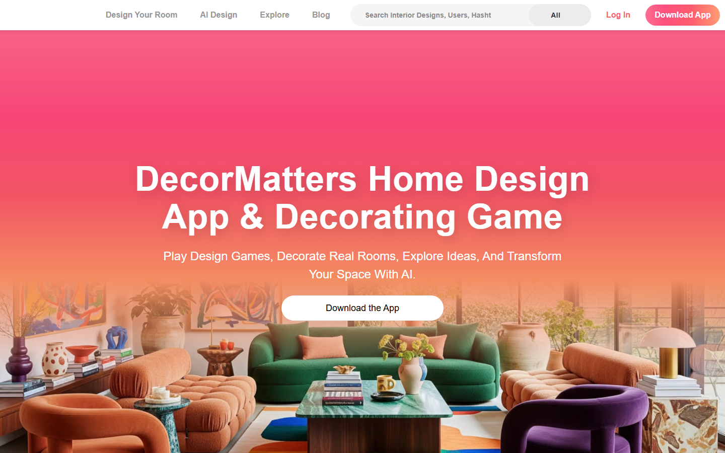 DecorMatters product screenshot: DecorMatters home page: Home Design App & Decorating Game