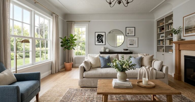 Staged living room showing polished results from palazzo spaces alternatives for AI interior design