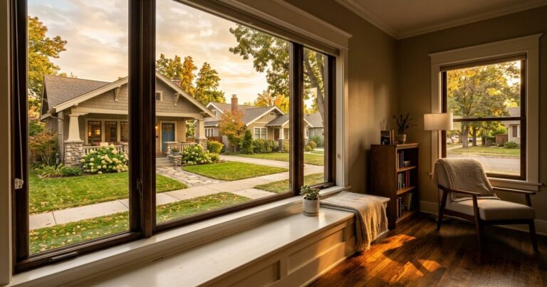 Boise street home viewed at golden hour, representing work by real estate photographers boise directory