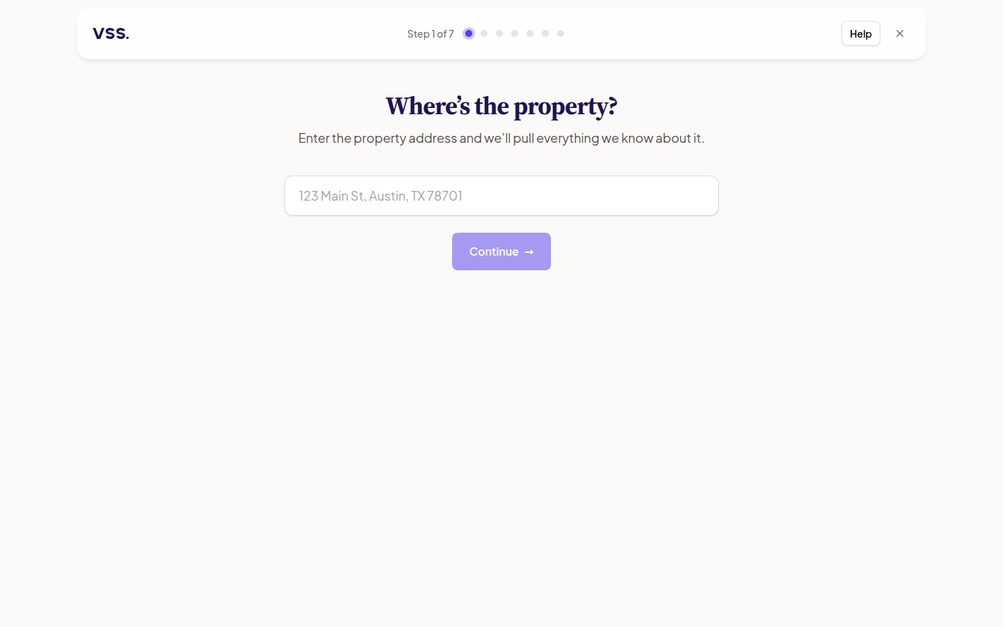 Start a project — Step 1 of the 7-step wizard, 