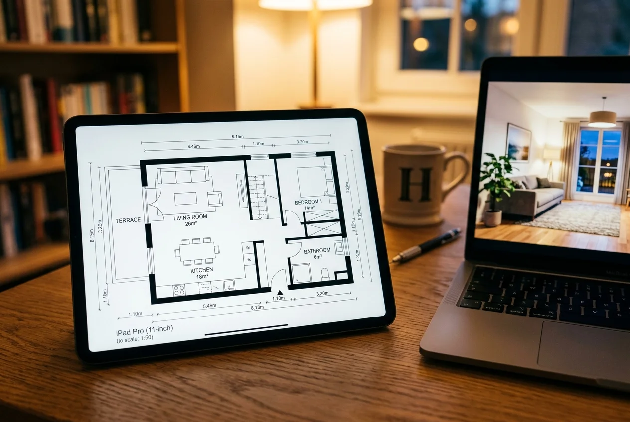 Screen showing a measured floor plan, illustrating what to look for in cedreo alternatives