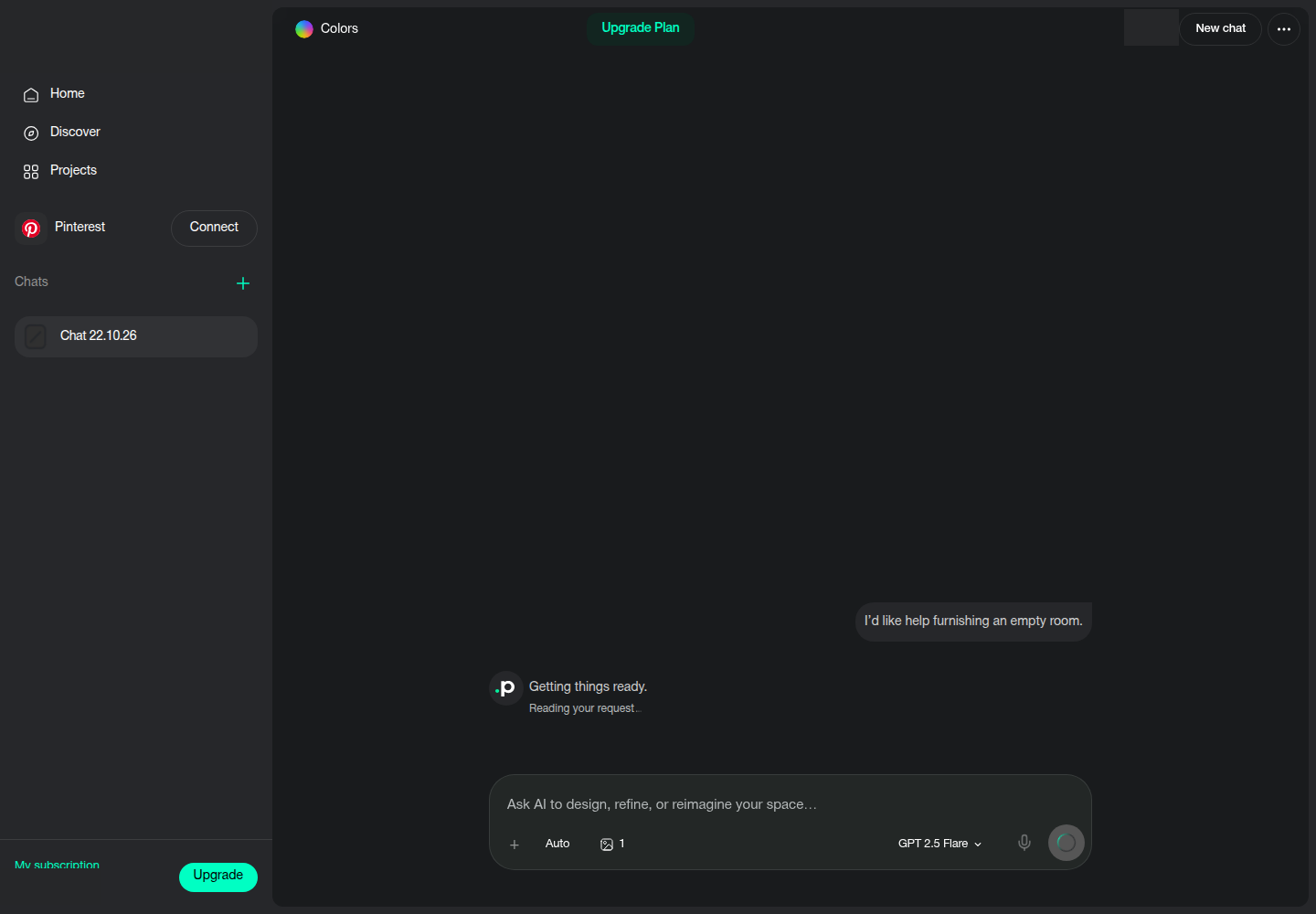 Paintit: Scenario starter chat created before the initial request failed; later fresh-chat generation succeeded.