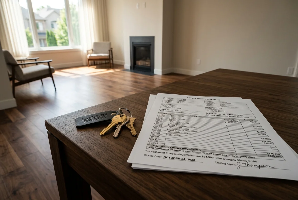 Settlement statement and keys on a table representing a profitable real estate niche deal