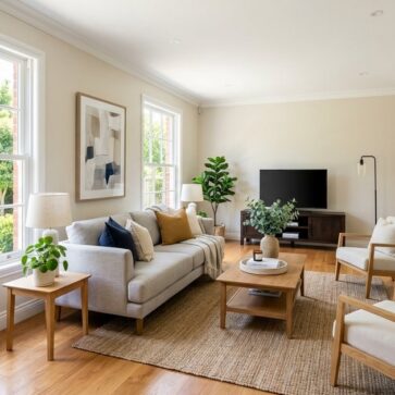 Bright staged living room shows the polished look sought by autoenhance.ai alternatives