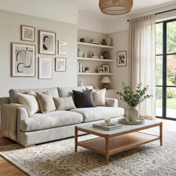 Finished living room render illustrating workflow goals behind choosing foyr neo alternatives