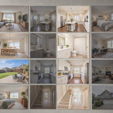 Batch of real estate listing photos before and after correction with real estate photo editing software