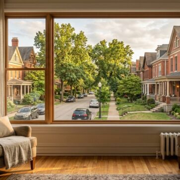 Cincinnati street homes viewed at golden hour, relevant to real estate photographers cincinnati directory