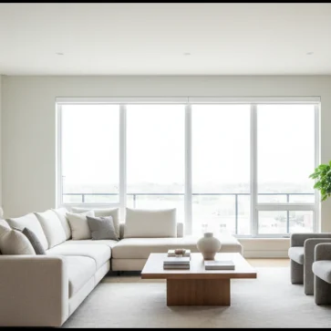 Modern staged living room real estate photo