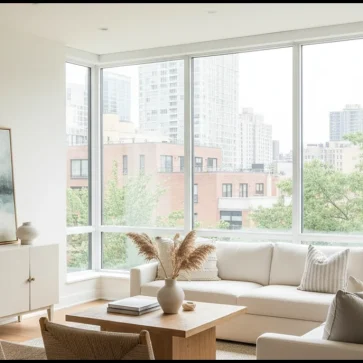 Professionally edited living room real estate photo